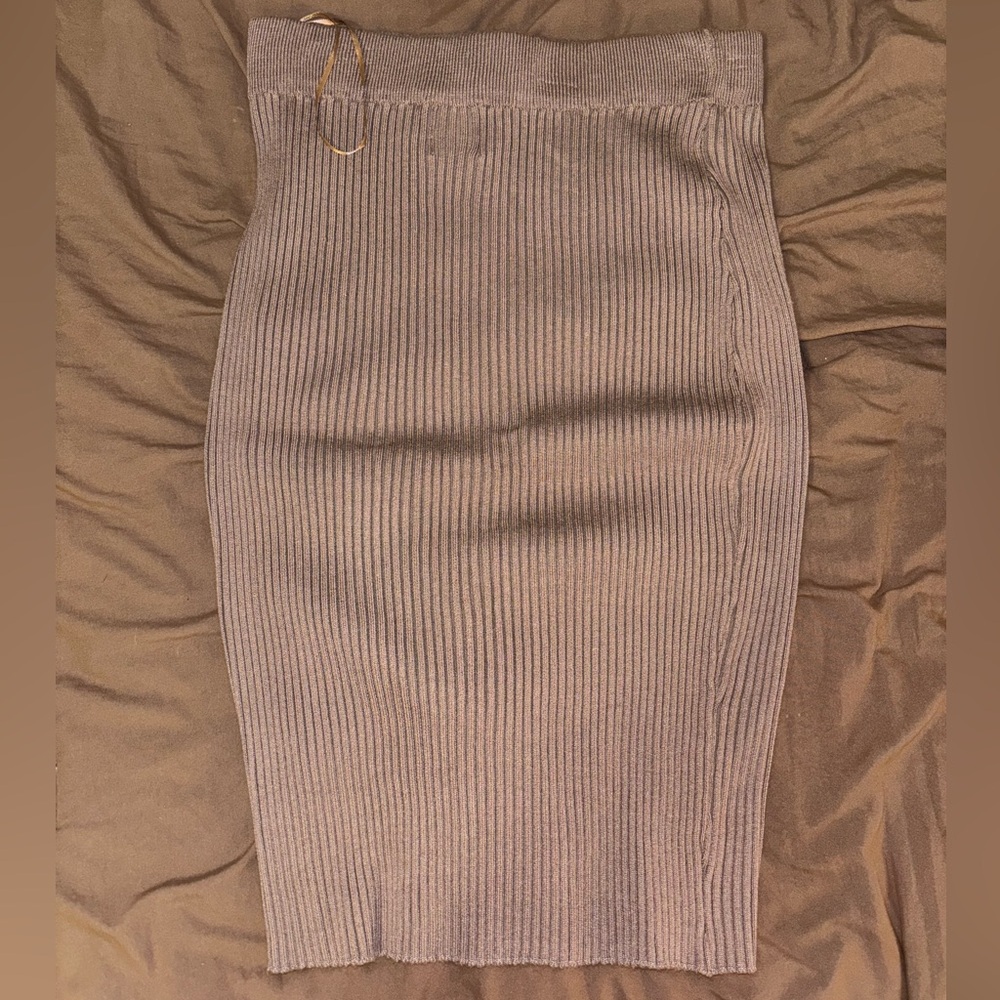 Princess Polly Ribbed Pencil Skirt - Brown